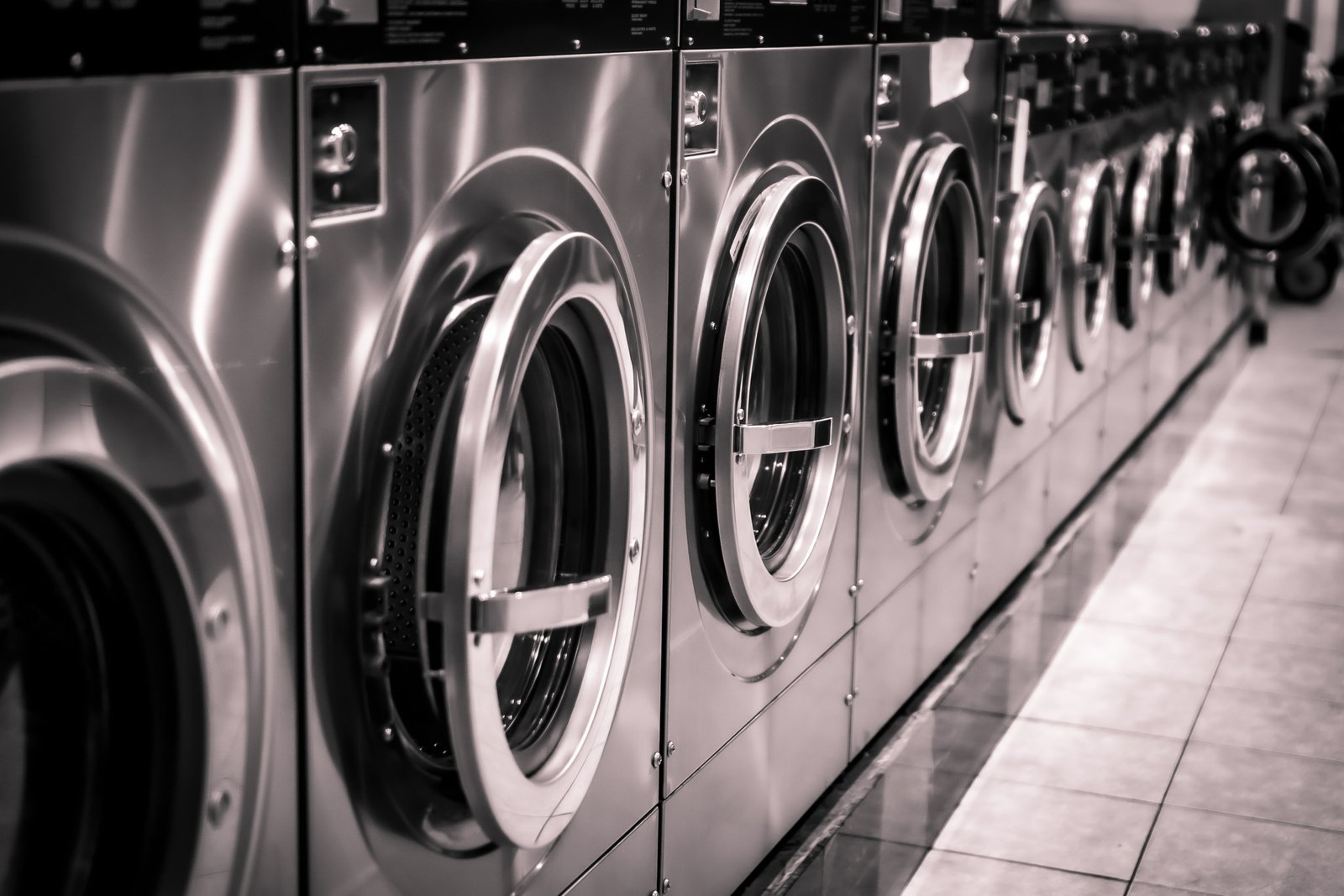 Laundry machines in a professional cleaning facility